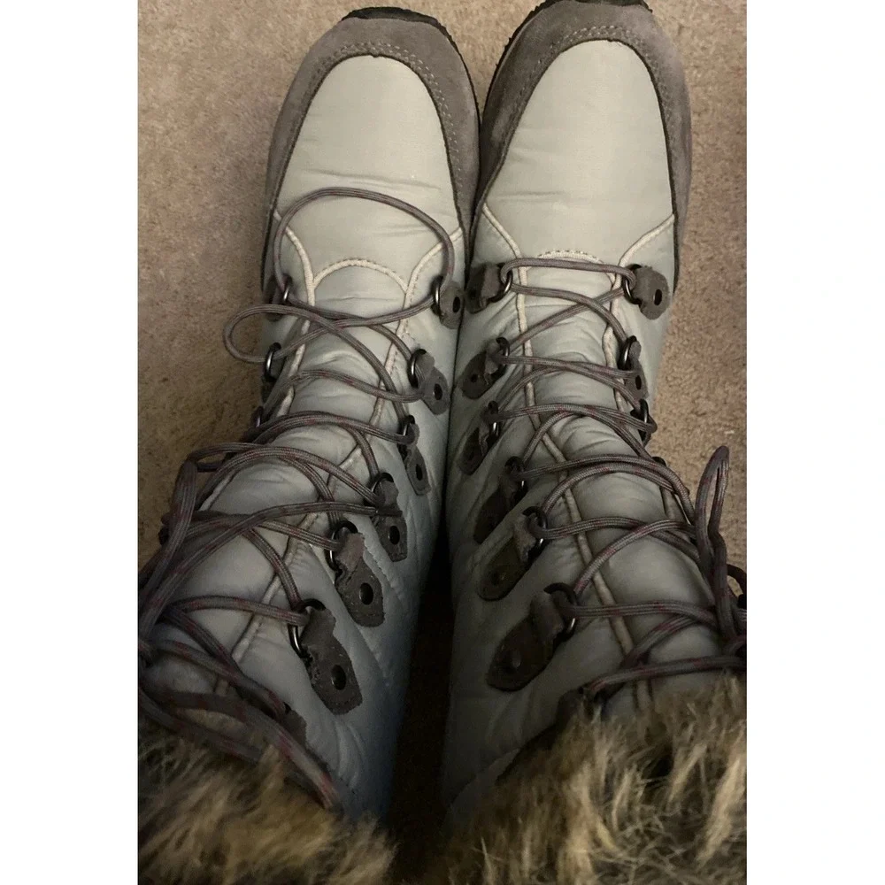 LL Bean Boots Carrabassett Fur Lace-Up Knee High Winter Snow Womens 6.5 Winter‎